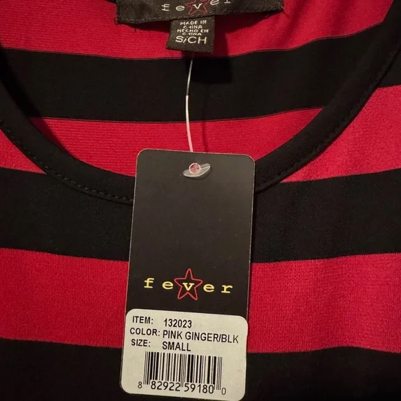 Fever Striped Pink and Black Tee - Picture 3 of 3